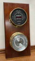 Lot 403 - Cherry Wood & Brass - Nautical Instrument Dial By Maximum Rainwatch - Hard Wired And Tidal Battery