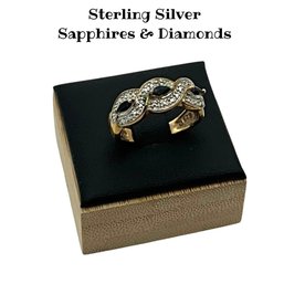 Lot 42DD- Sterling Silver With Sapphires & Diamonds - Tested Ring Size 7
