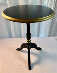 Lot 244 - Black & Gold Painted Wooden Round Side Table - New