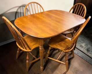 Lot 33- VERY NICE! Athol - USA Made - Maple Kitchen Table Set  With 4 Windsor Chairs - Great Apartment Size!