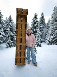 Lot 318 - 1940s 8 Foot Adirondack Industries Wood Tobaggon Sled - Rustic Cabin Lake House Decor