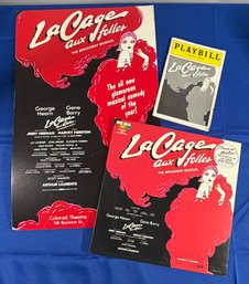 Lot 361 - 1983 LaCage Playbill - Glamorous Broadway Musical Boston Window Card Theatre Poster & Vinyl Record