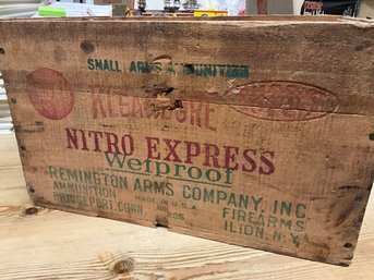 Lot 4- Remington Arms Co. - Nitro Express - Dupont - Small Arms Ammunition Wood Crate - Box