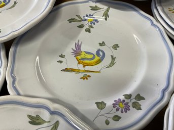 Lot 6- Longchamp France - Perouges - Bird -dessert / Bread - Salad Plates - 9 Dishes