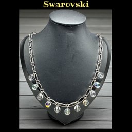 Lot 348LC - Stunning! Signed Swarovski Clear Crystal Necklace 18 1/2 Inches
