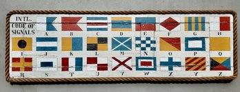 Lot 228 - Antique International Code Of Signals Custom Painted On HEAVY Old Wooden Shutter