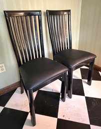 Lot 391 - 2 Mission Or Shaker Style Black Lacquered High Back Wood Dining Room Chairs