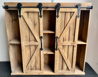 Lot 232 - Love This! Sliding Barn Door Wooden Wall Cabinet - Shelf