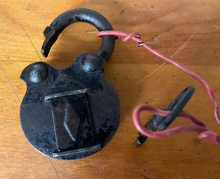 Lot 91SES- LARGE Antique Padlock - Key And Lock - Works!