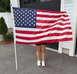 Lot 240 - American Pride! Grace Ally Nylon American Flag Made In USA & Pole -