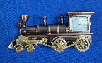 Lot 700- Small Platinum Quartz Train Clock - Japan Movt - New In Box