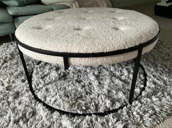 Lot 97- Black Metal Base With White Tufted Top Round Coffee Table