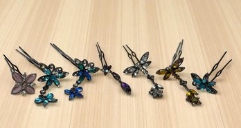 Lot 335LC - Great Collection Of Sparkly Bright Butterfly Rhinestones Hairpins Hair Pins