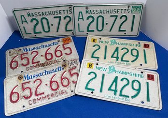 Lot 726- 1986- 1992 License Plates NH, MA 3 Pairs
