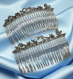 Lot 346LC - Extra Large 4 Inch Hair Combs - Silver Tone