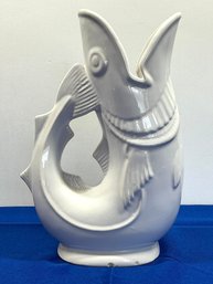 Lot 408 -  Shreve Crump Low - Boston - White Porcelain Gurgling Cod Fish Pitcher - Vintage Home Decor