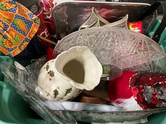 Lot 35- Bellas Mystery Lot! Green Bin Filled With Goodies! Christmas - Surprise - Home - Items