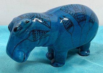 Lot 420 - Signed MMA Metropolitan Museum William The Blue Hippo Pottery Figure - Egyptian Faience
