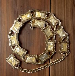 Lot 380LC - Made In Hong Kong - Vintage 1960s Belt For 30-35 Inch Waist - Faux Mother Of Pearl Inserts