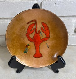 Lot 243 - Enameled Metal Lobster Trinket Dish - Vintage Bovano Of Cheshire Conn. - Nautical Plate
