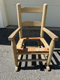 Lot 418JO - Child Rocking Chair To Be Refinished Vintage Wood Is Sturdy Solid &  Ready For Your Personal Touch