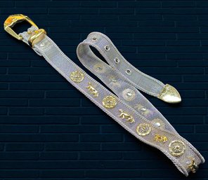 Lot 607LC - 1980 Silver Mesh Belt With Gold Panther Cat Accents Medallions