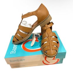 Lot 667BP- Barefoot Dreams Tan Leather Sandals Womens Size 7.5 - Brand New Still In Box!
