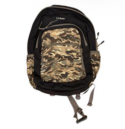 Lot 675BP- LL Bean Camo Backpack With Adjustable Straps And Multiple Pockets - Perfect For Back To School!