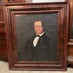 Lot 78- 19c Antique Portrait Painting Gentleman Oil On Canvas - Elam Dole Cabinet Maker Methuen Village