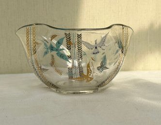 Lot 312SES- Mid Century MCM Bowl Rare Signed Georges Briard Paradise Birds Doves Dip Bowl Turquoise