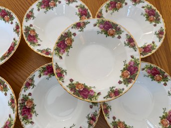 Lot 5- Royal Albert- Old Country Roses - Pink Rose Soup Bowls - Fine China - Lot Of 7
