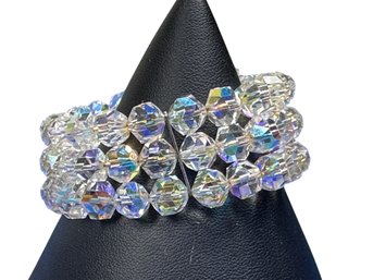 Lot 385LC - Stunning Mid Century Aurora Borealis Multiple Strands Crystal Expansion Bracelet - Cha-Cha Style