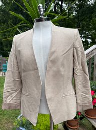 Lot 440 - Calvin Klein Linen Tan Waist Length Blazer 100% Lined In Tan - Womens Size 14
