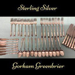 Lot 37- Sterling Silver Flatware Forks- Knives- Spoons- Butter Knives- Gorham Greenbrier - Weight In Photo