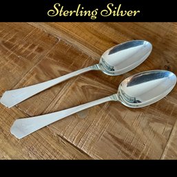 Lot 70- Sterling Silver Serving Spoons Monogram V - Lot Of 2- Weight In Photos
