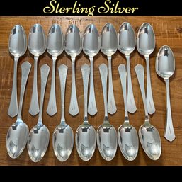Lot 67- Sterling Silver Teaspoons Monogram V (16) - Weight In Photos
