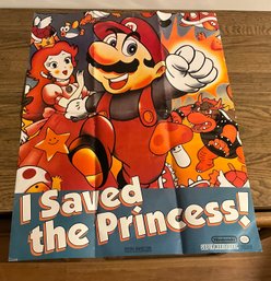 Lot 22- 1990 I Saved The Princess Nintendo - Super Mario Bros - Poster - Vintage - Video Game Ephemera