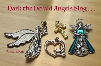 Lot 327LC - Hark The Herald Angels Sing - Small Religious Lot - Goldtone Cross 1 Anne Klein Silvertone Pin