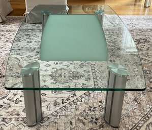 Lot 9 - Modern Glass Top Silver Legs Coffee Table