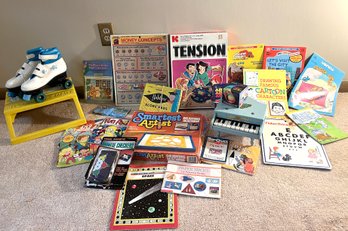 LOT 793 - 1970-80s  Childrens Toys - Roller Skates! Books, Educational Games, Fisher Price, Muppet, Garfield