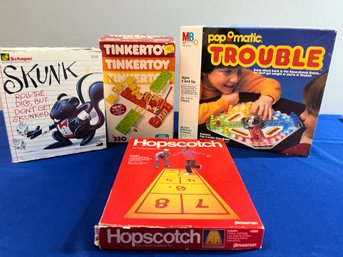 LOT 790 - 1970-80s Childrens Games Hopscotch, Tinkertoy, Milton Bradley Trouble & Schaper Skunk
