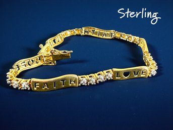 Lot 456LC -  Love, Faith And Hope PAJ 925 Sterling Diamond Accent Fashion Bracelet