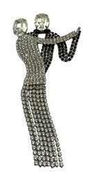 Lot 200DD- Rhinestone Couple Dancing The Night Away - 5 Inches! Costume Jewelry Brooch Pin