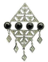 Lot 491 - Signed Sarah - Art Deco Style-  Costume Brooch Pin 3 X 2.25 - Silver