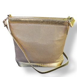 Lot 720NM -  Vintage Whiting & Davis Gold Mesh Metal Handbag Bucket Purse Bag