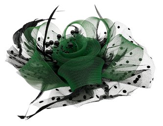 Lot 47LO- Kentucky Derby Accessory! Green & Black Fascinator Hat With Hair Clip