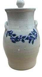 Lot 58RR- Salmon Falls Dover NH Onion Keeper Blueberry Blue Vine Salt Glazed With Makers Mark