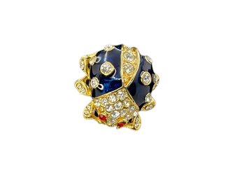 Lot 440 - Lady Bug Brooch - Unsigned - Blue Enamel With Rhinestones - Pin