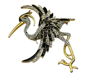 Lot 203DD- Statement! Enamel Rhinestone Road Runner Bird Brooch