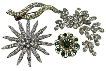 Lot 10JT- New Years Eve Sparkle! Crystals & Rhinestones Brooch- Pins- Hair Clip